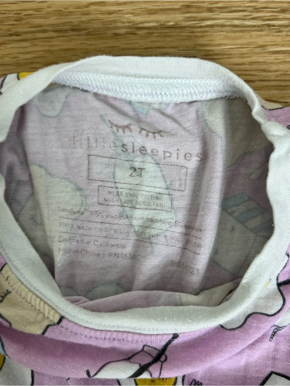 Little Sleepies Lavender Egg Face Pajama Set size 2T